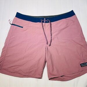 Patagonia Men's Pink Board Shorts with Blue Trim